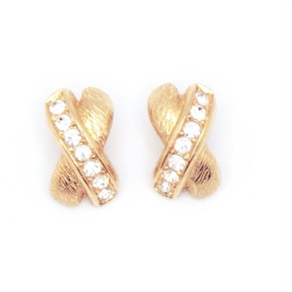 Christian Dior Petite Classic Rhinestone Vintage Clip-On Earrings - Picture 8 of 9
